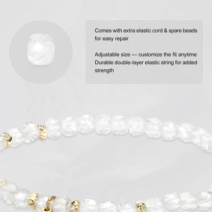 MesoAura Natural Clear Quartz Crystal Bracelet for Women & Men – Handmade Gemstone Beaded Bracelet, Crown Chakra Stone for Clarity, Focus & Positive Energy – Adjustable Crystal Jewelry Gift (Energetic Alignment Clear Quartz Bracelet)