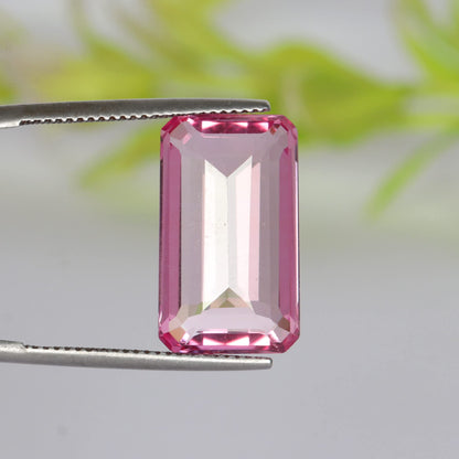 REAL-GEMS - 14. Carat Pink Kunzite Emerald Cut Loose Gemstone for Thanks Giving