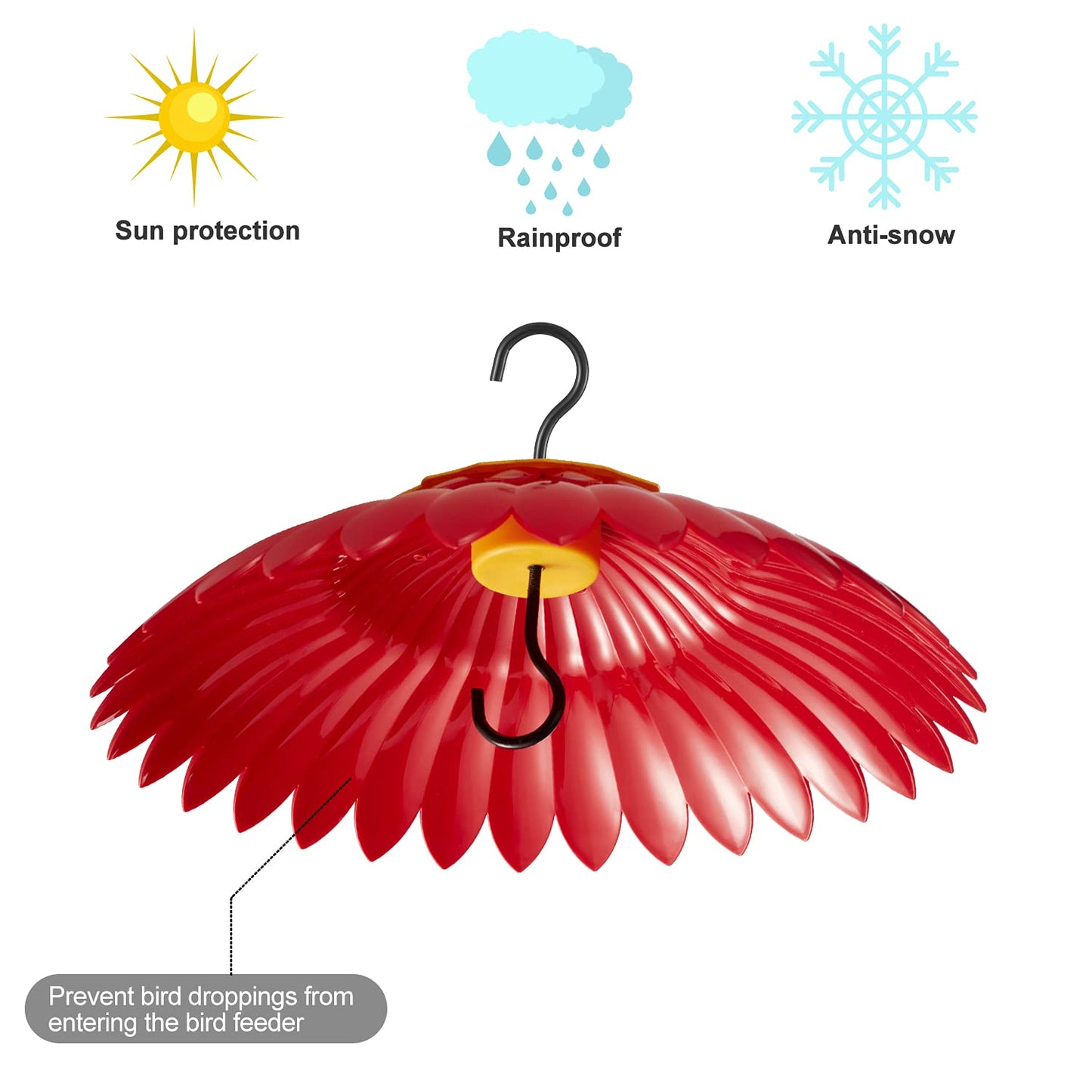 Beserie Bird Feeder Rain Cover Red Dome Baffle for Hummingbird Weather Guard Protective Feeders from Rain and Sun Built-in Moat 11inch Dceor Backyard