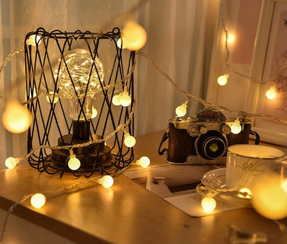 Globe String Lights 20ft 40 LED USB Powered Warm White Fairy Lights for Birthday Party Wedding Christmas and Home Decoration.