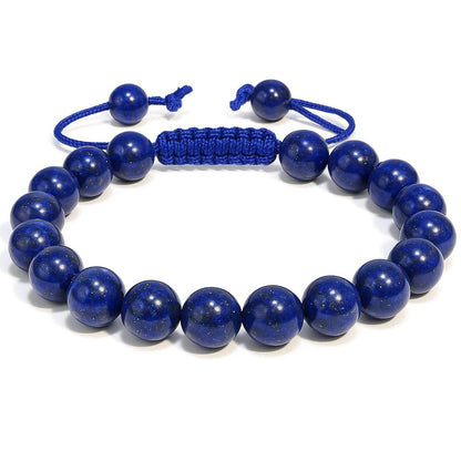 ANAYA AGATE Healing Crystal Bracelet – Chic Gemstone Bracelet for Men and Women – 8mm Round Bead Bracelets for Spiritual Healing, Protection, Positive Energy - Lapis Lazuli