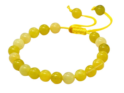 Amazing Gemstone Lemon Jade Bracelet for Women Men's Gifts - Protection Healing Crystal Bracelet - 8mm Gemstones Beaded Adjustable Bracelet Pulseras Para Hombres Mujer Stocking Stuffers
