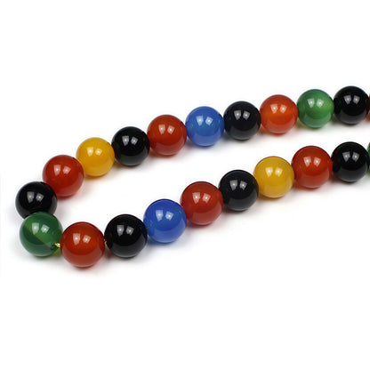 MJDCB AAA Natural Multicolor Agate Beads Round Colorful Stone Energy Healing Beads for DIY Necklace Bracelat Jewelry Making Strand 15" (8mm)