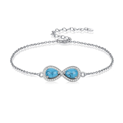 PEIMKO 925 Sterling Silver Infinity Symbol Turquoise Exquisite Bracelet Boho Style Bracelet Jewelry Gifts for Women Mother-3