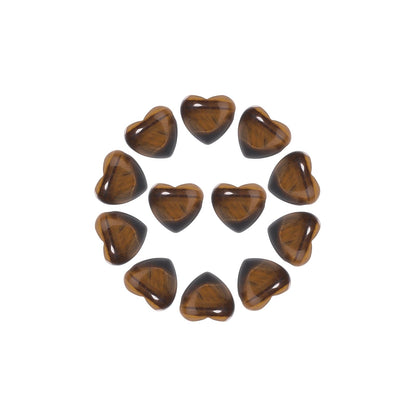 Yochus 5pcs Tiger's Eye Natural Heart Stone Beads，12mm Healing Energy Gemstone for Jewelry Making Earring Necklace DIY