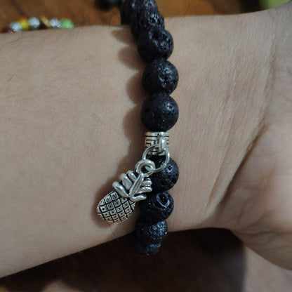 JczR.Y Seven Chakra Gemstone Bracelet Handmade Lava Rock Stone Beads Bracelet Stretch Adjustable Pineapple Charm Natural Healing Crystal Stones Yoga Prayer Fashion Jewelry(Lava Rock Chakras)