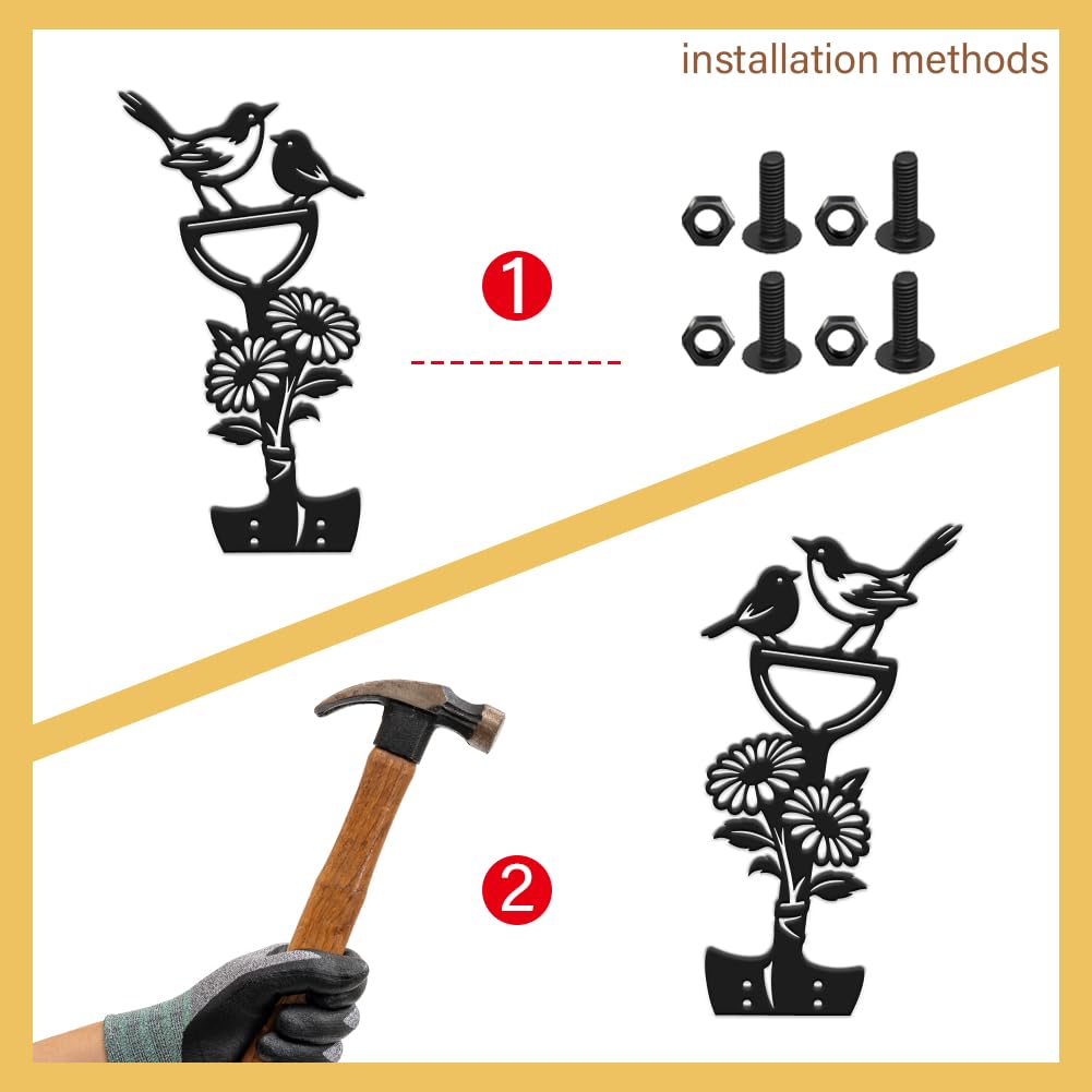 SUPERDANT Metal Garden Stake Bird Flower Silhouette Matte Black Powder Coated Iron Yard Art Decorative Plant Lawn Patio Courtyard Farmhouse Decoration Gift