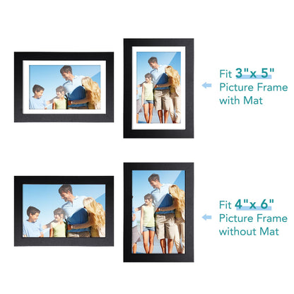 TWING 4x6 Picture Frame,Display Pictures 3x5 with Mat or 4x6 Without Mat,Small Picture Frame for Wall and Table Top Display,Black,1 Pack