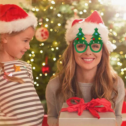 JAKADYUKS Christmas Glasses 16PCS, Party Favors Christmas Tree Hanging Ornaments Decorations Photo Booth Props, Xmas Party Decorations Eyeglasses Frame for Christmas Holiday Party Supplies