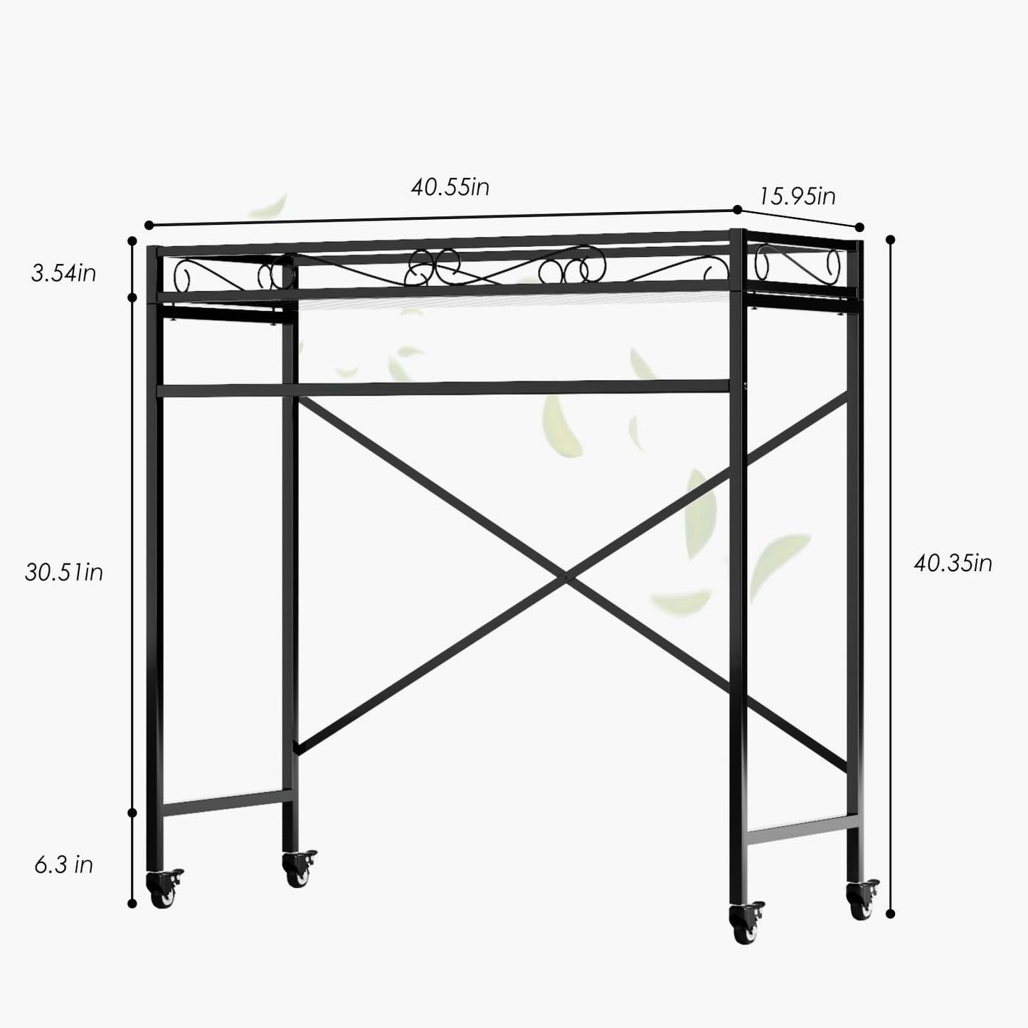 Zhongma 1 Tier Window Height Sturdy Metal Plant Stand with Wheels, 40.5x16x40.4 in High, Heavy Duty Succulent Shelf for Home Indoor and Outdoor, 220 LBS Capacity & Heavy Duty Construction