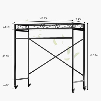Zhongma 1 Tier Window Height Sturdy Metal Plant Stand with Wheels, 40.5x16x40.4 in High, Heavy Duty Succulent Shelf for Home Indoor and Outdoor, 220 LBS Capacity & Heavy Duty Construction