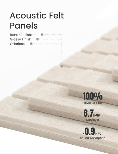 Fluxynara Felt Bulletin Board Tiles -28"x18" with 40 Adhesive Tabs, Cork Board Alternative for Office Decor, Push Pin Board Wall Organizer 6-Pack (Oatmeal)