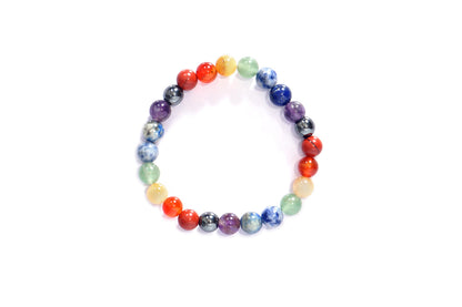 L PEDRA & CRYSTAL 8mm Natural Gemstone Seven Chakra Bracelet | Handmade Beaded Bracelet for Women & Men | Energy Balance & Everyday Wellness Jewelry