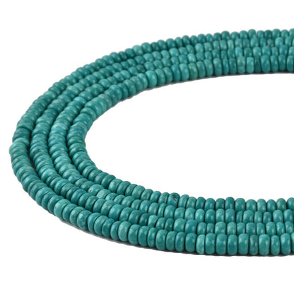 180pcs 4x2mm Green Turquoise Disk Rondelle Spacer Natural Stone Semi Precious Gemstone Loose Beads for Jewelry Making 15.5 Inch