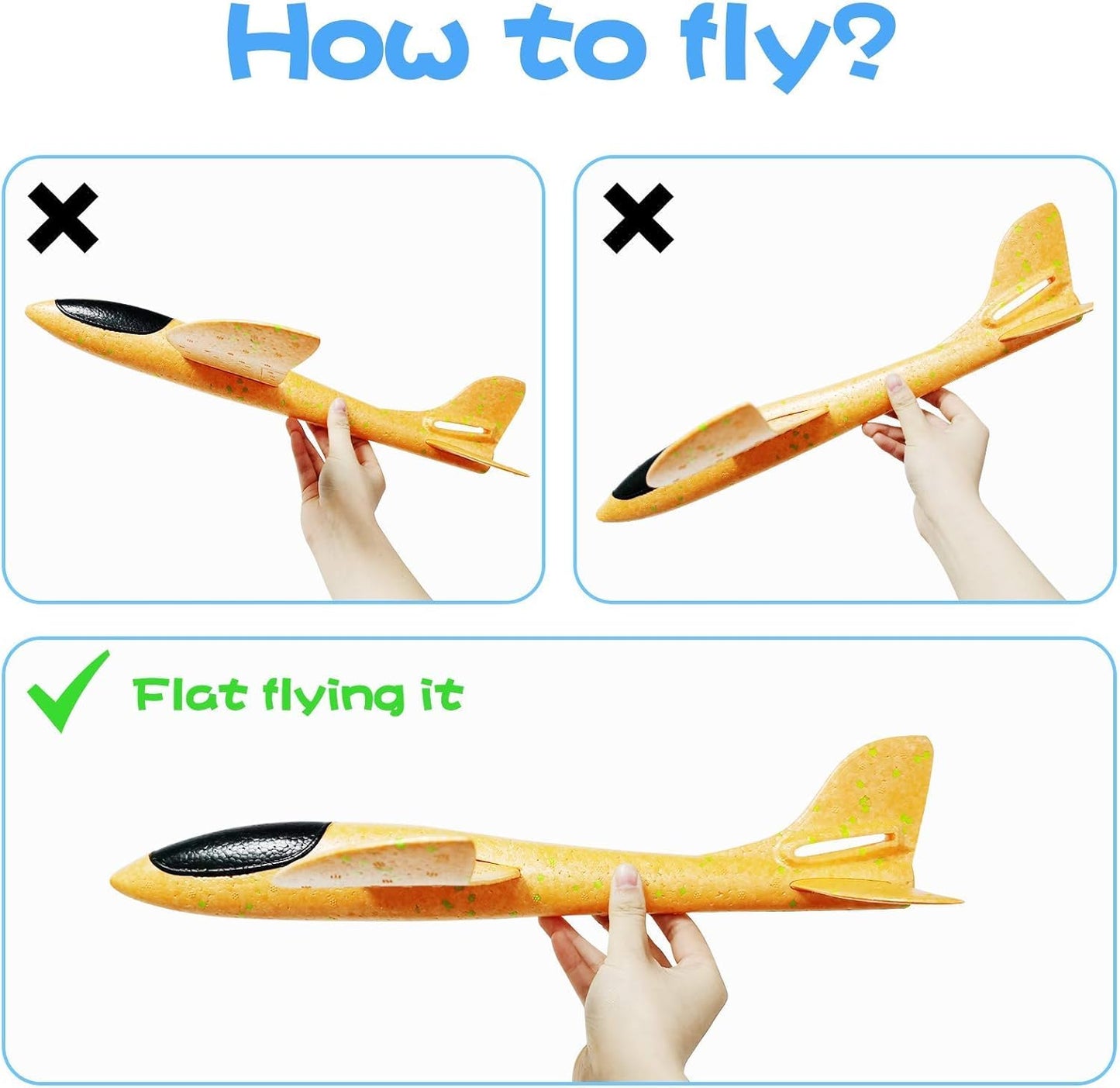 Vyndicca 2 Pack Airplane Toys,17.5" Large Throwing Foam Plane,Foam Airplanes For Kids,2 Flight Mode Glider Plane,Outdoor Sport Toys Birthday Party Favors Foam Airplane,Gifts For 3 4 5 6 7 Year Old Boy