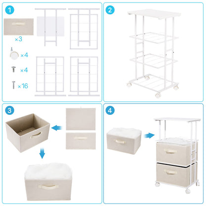 MAX Houser Dresser Tower with 3 Drawers for Bedroom, Fabric Storage Organizer Unit, Chest of Drawers with with WoodTop, Small Vertical Storage for Guest Room, Closet, Entryway, Nursery(Beige)
