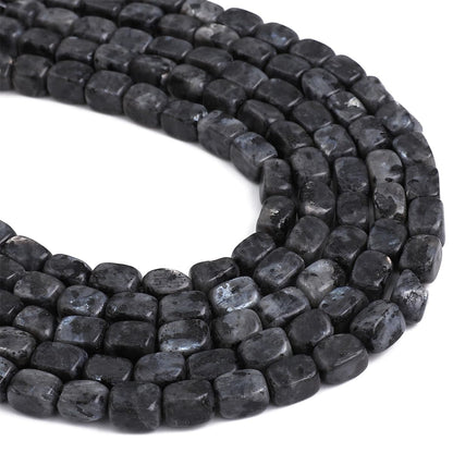 BEADIA Natural Black Spectrolite Cuboid Stone Loose Semi Gemstone Beads for Jewelry Making 8mmx12mm 38cm/Strand