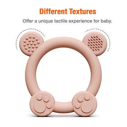 PandaEar 3 Pack Silicone Teething Toys - Baby Teething Rings, BPA Free Teether for 0-12 Months, Soothing Sore Gums