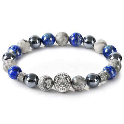 Lapis Lazuli Bracelet for Men, 10mm Elastic Adjustable Bead Bracelet, Terahertz, Lapis Lazuli, Map Stone Natural Gemstone Bracelet, Perfect for Anniversary, Christmas,Thanksgiving Gifts, Men's Jewelry Accessories.