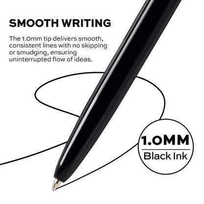 deli Pens Bulk, 50 Pack Retractable Ballpoint Pens, 1.0MM Black Ink,Smooth Writing, No Bleed, Comfortable Grip for Home,Office & School Use