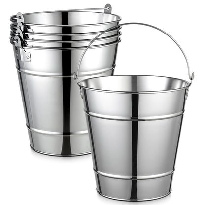 Geetery 4 Pack 5-Quart Galvanized Paint Pail with Handle, Galvanized Paint Buckets Leak Rust Proof Rolled Edge Design for Home Renovation Storage