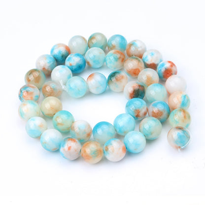 Siomia 45pcs 8mm Natural Blue Colorful Persian Jade Beads Energy Healing Crystal Round Loose Stone Beads for Jewelry Making, DIY Bracelets Necklaces