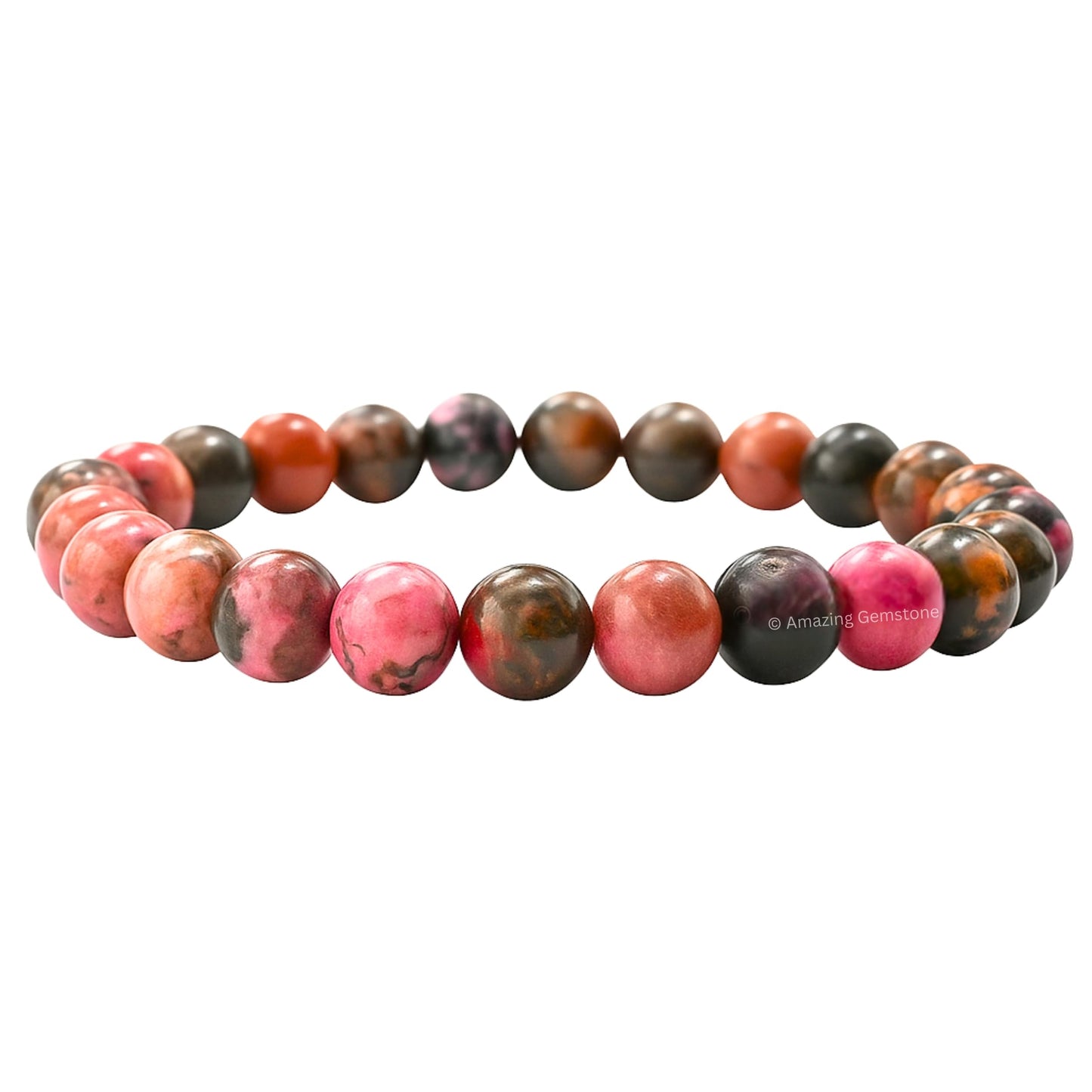 Amazing Gemstone Crystal Bracelet for Women Men's Gifts - Protection Healing Crystal Bracelet - 8mm Gemstone Beaded Stretchable Bracelet Pulseras Para Hombres Mujer Stocking Stuffers Mothers Day Gift (Rhodonite with Black Matrix)