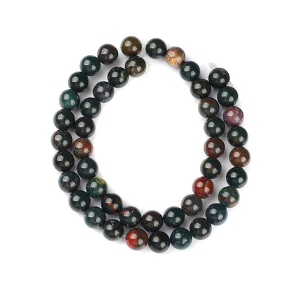 10mm Natural Indian Bloodstone Gemstone Round Loose Beads Crystal Stone Bracelet Necklace Accessories Crafts for Jewelry Making DIY,1 Strand 15"