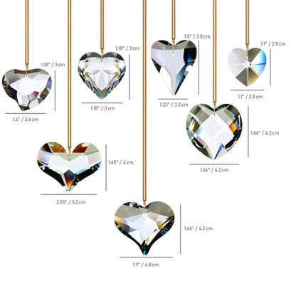 7pcs Heart Crystal Prism Suncatchers, Rainbow Hanging Crystals Ornament Pendant for Window, Chandelier Decoration Clear GOLDENHAITAI