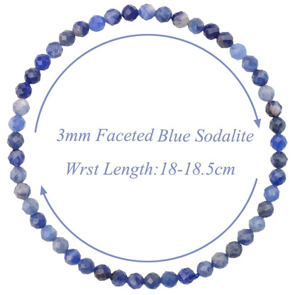 MASSIVE BEADS Natural Genuine Gemstone Beads Healing Crystal Chakra Reiki Jewelry Faceted Round Beads Bracelets (Blue Sodalite, 3mm)