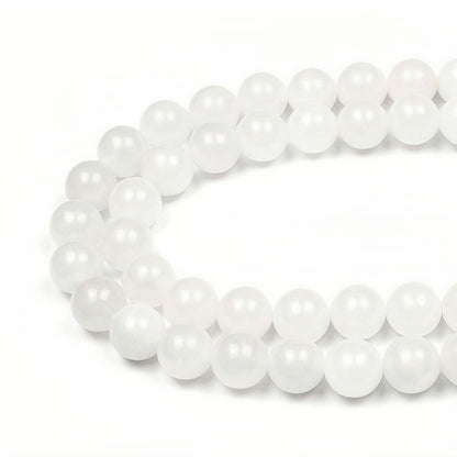 MJDCB Beads for Energy Bracelets Yoga Bracelet DIY Bracelet Natural Stone Beads White Jade 38 Pieces, 10mm