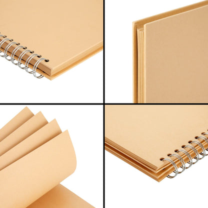 Paper Junkie Spiral Bound Scrapbook Album - 12 x 12 In, Kraft Hardcover, 40 Sheets (80 Pages) - Blank Kraft Paper Pages Lay-Flat for Drawing & Writing - Scrapbook Journal