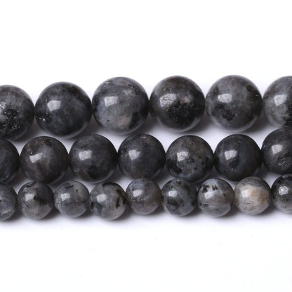 60PCS 6MM Natural Black Labradorite Beads Round Loose Stone Beads for Jewelry Making DIY Energy Stone Healing Power Bracelet 15"