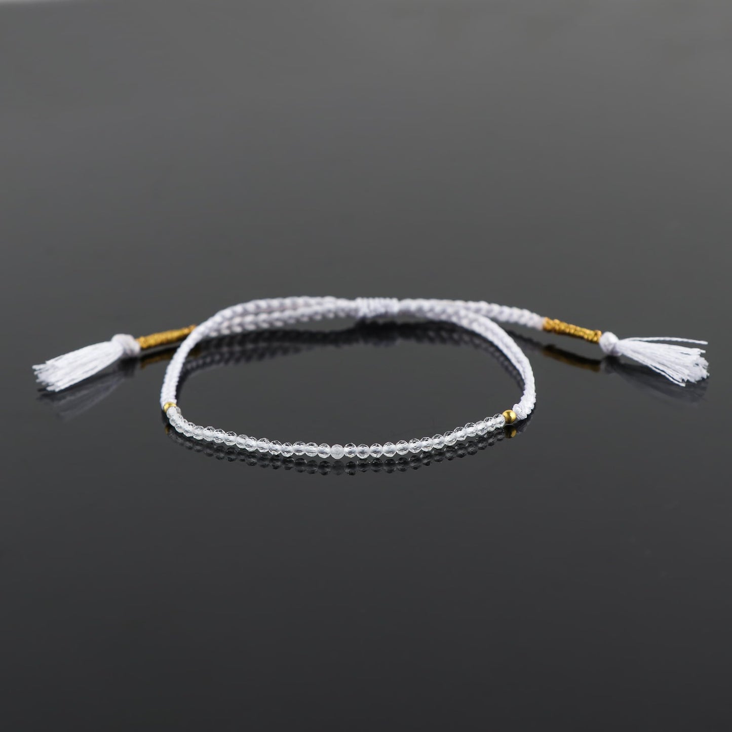 TGH Natural Clear Quartz Beads Braided Bracelet Healing Crystals Birthday Gift for Her Thread Protection Bracelet for Men Women Gemstone Jewelry 7 inch Christmas Gift (Clear Quartz)