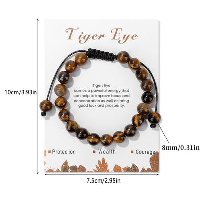 Tiger Eye Bracelet for Men Women 8mm Natural Stone Beaded Bracelet Handmade Adjustable Tiger Eye Crystal Bracelet Tiger Eye Jewelry for Women