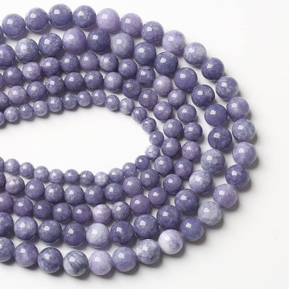 8mm 90pcs Natural Purple Angelite Stone Beads Lavender Gemstone Round Loose Beads for Jewelry Making DIY Bracelet Necklace Earrings 32" 2 Strands