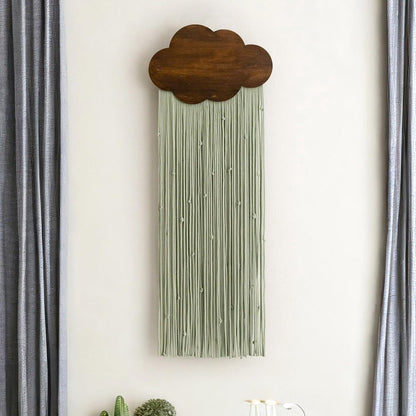 Ansley&HosHo Macrame Wall Hanging, Boho Woven Tapestry, Modern Tassel Wall Decor, Handmade Wall Art Tapestry for Bedroom, Living Room, Home, Bohemian Apartment Decoration Ornament Craft (Green Cloud)
