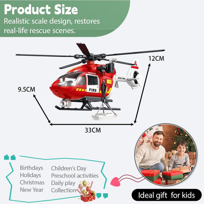 Big Helicopter Toy for Kids Ages 3 4 5 6 7 - Police, Firefighter, EMS & Military Toy Choppers with Spinning Propellers, Hanging Basket, Lights & Sounds - Birthday Party Favors for Boys and Girls