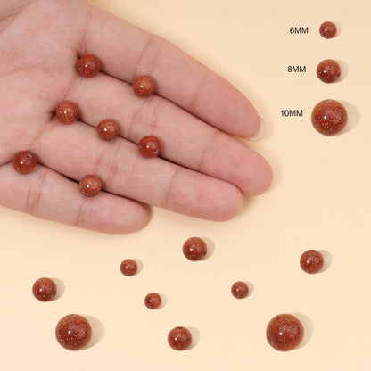 60pcs 6mm Natural Stone Beads Gold Sandstone Beads Energy Crystal Healing Power Gemstone for Jewelry Making, DIY Bracelet Necklace