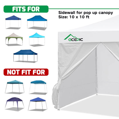 Acepic 10x10ft Canopy Sidewalls with Door for Pop Up Canopy Frame,Waterproof UV Protection Material for Outdoor Events, Courtyard, Vendor Booths(White, 4PCS Sidewalls Only, Canopy Tent NOT Included)