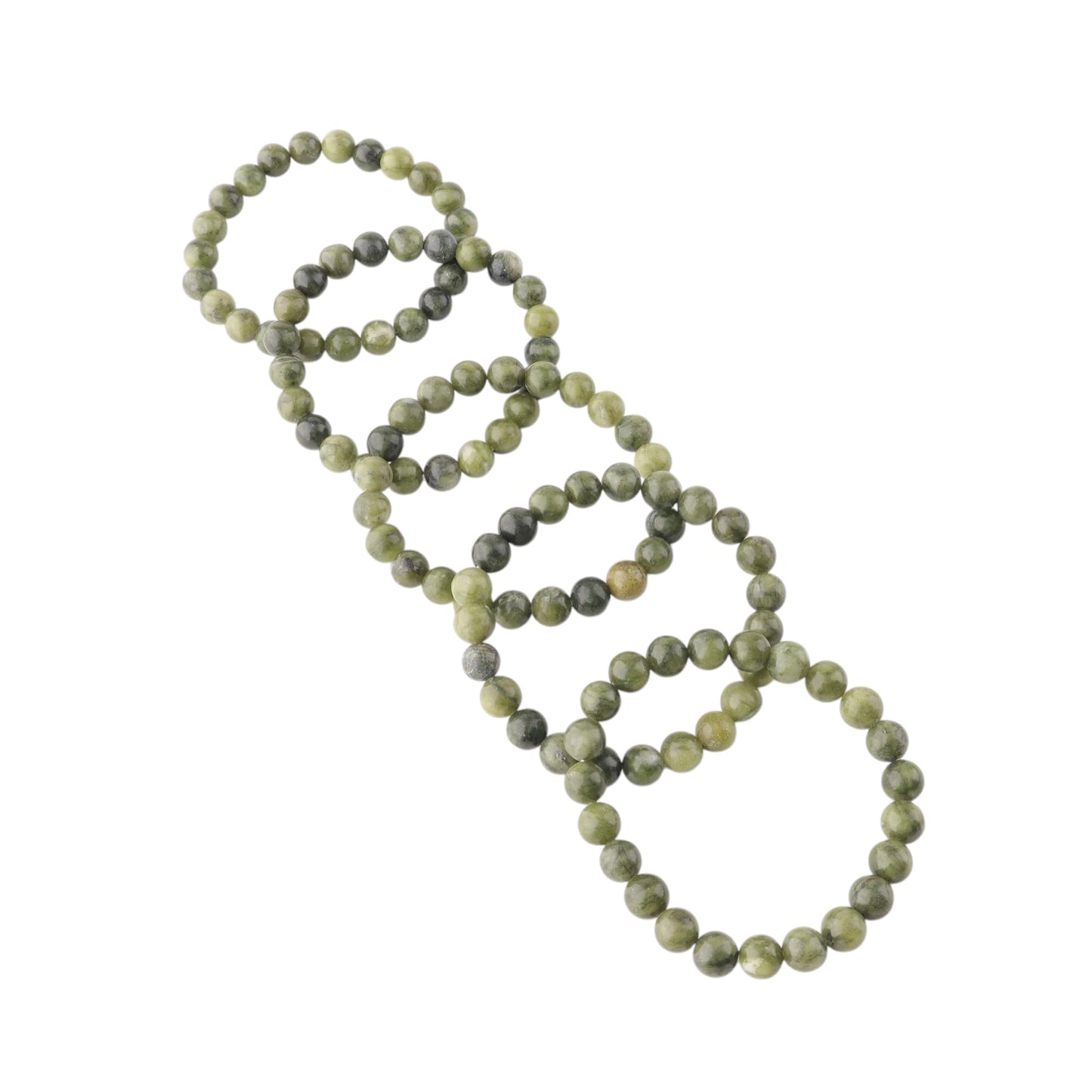 Anagha Jewels Natural Nephrite Jade Crystal Beaded Bracelet For Men Women, Handmade 8mm Round Nephrite Jade Beads Stretchable Bracelet 7.5", Green Stone Bracelet, Chakra Reiki Healing Bracelet
