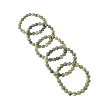 Anagha Jewels Natural Nephrite Jade Crystal Beaded Bracelet For Men Women, Handmade 8mm Round Nephrite Jade Beads Stretchable Bracelet 7.5", Green Stone Bracelet, Chakra Reiki Healing Bracelet
