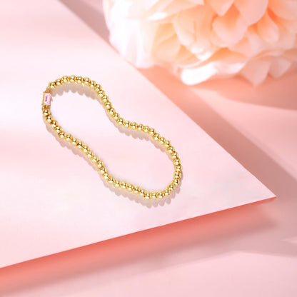 Free bird Pink Bracelets for Women 14K Gold Plated Birthstone Stacking Bracelets for Women Handmade Stretch Pink October Birthstone Bracelet Jewelry for Birthday Gift