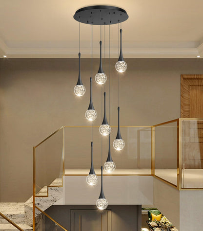 cenozo 9 Light Modern Glam Crystal Chandelier for High Ceiling LED Dimmable Ceiling Pendant Light Staircase Foyer Enterway Living Room Chandelier Lighting Antique Black