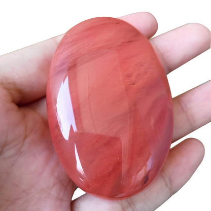 Loveliome Synthesis Cherry Quartz Oval Polished Worry Stones, Healing Crystal Indoor Fountain Stones Massage Energy Anxiety Relief Items