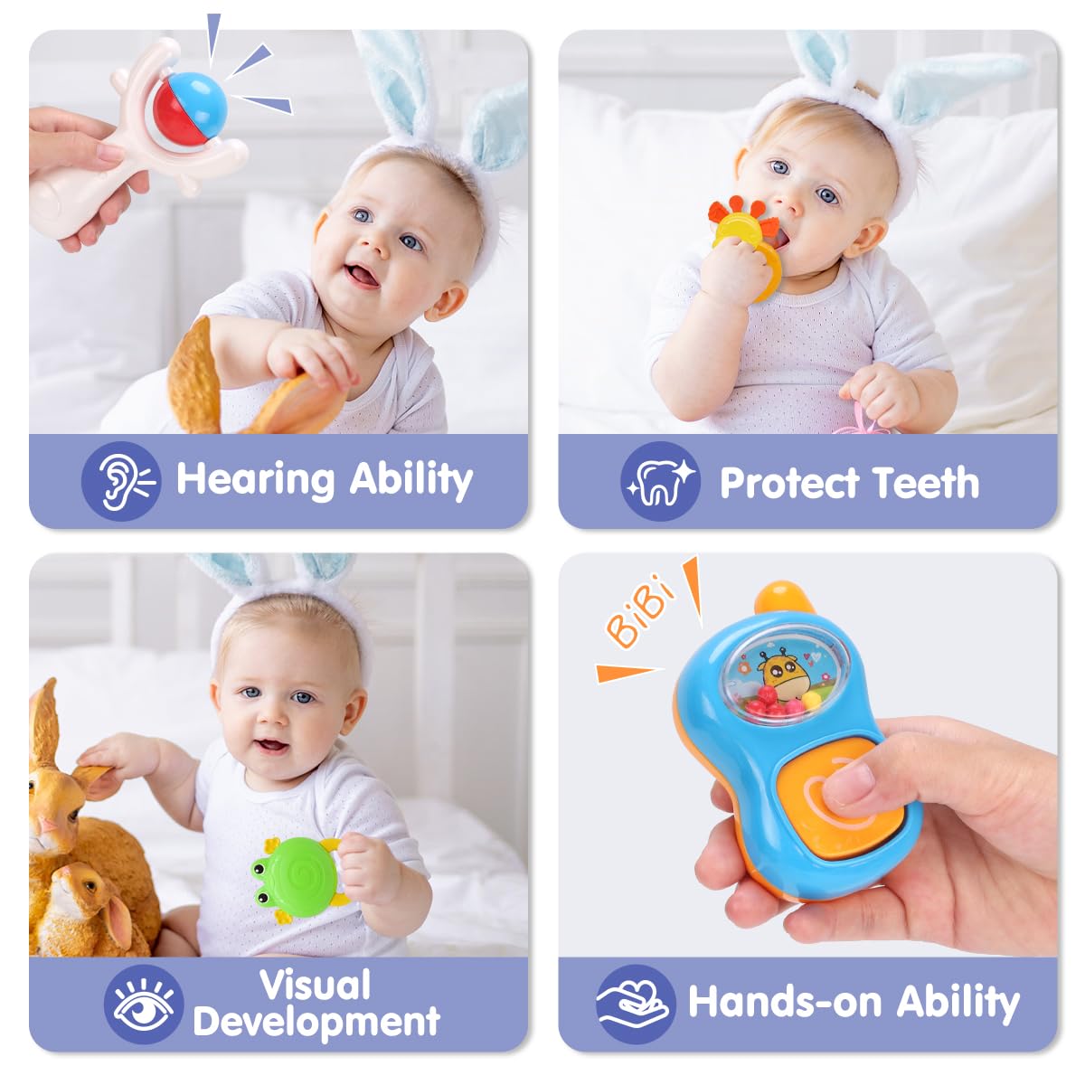 RUIDYA 20PCS Baby Rattles Toys Set, Baby Toys 3-6 Months, Infant Grab and Shake Rattle, Sensory Teether, Learning Toy for 0 1 2 3 4 5 6 7 8 9 10 11 12 Month 1 Year Old Newborn Boys Girls