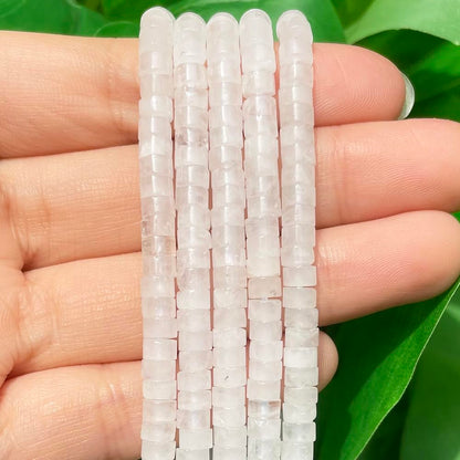 NITOPUPU 150Pcs 4×2mm Natural White Jade Spacer Stone Beads for Jewelry Making Supplies, Loose Semi Flat Round Gemstone Tube Beads for Bracelets DIY Crafts