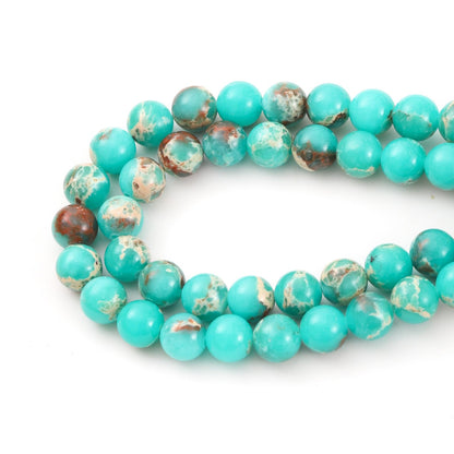 6mm 60pcs DIY Natural Green Imperial Jasper Stone Beads Round Healing Crystal Gemstone Loose Beads for Jewelry Making Handmade Bracelet Necklace