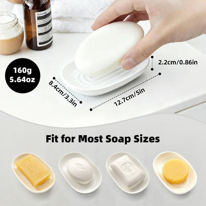 Aenfaiy Ceramic Soap Dish for Bath Sink- Modern White Bar Soap Holder for Shower - Easy to Clean Multi-Purpose Oval Soap Dishes for Soap Bar, Sponges, Jewelry, Small Items | Fits Bathroom & Kitchen