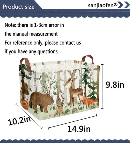 Sanjiaofeng Rectangular Kids Basket Animal Storage Bins,Woodland Storage Baskets with Handles.Clothers,Toys,Books,Kid's Gifts Storage. (Tree animal)